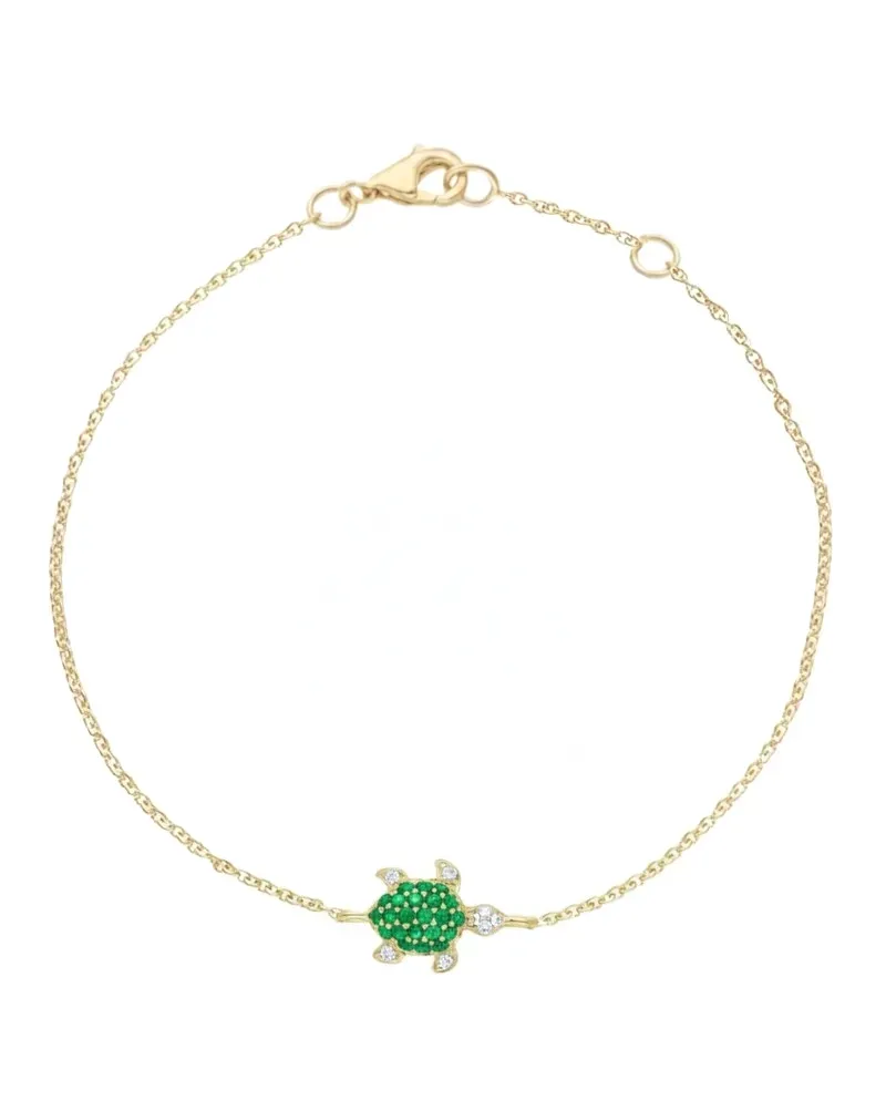 Casella Gioielli Yellow Gold and Turtle Bracelet with Emeralds and Diamonds