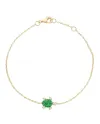Bracelet Casella Gioielli en or jaune et motif tortue, orné d'émeraudes et de diamants