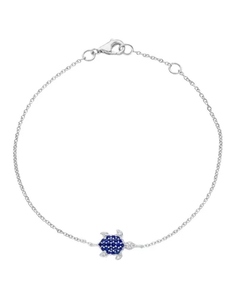 Bracciale Casella Gioielli in Oro Bianco e Tartaruga con Zaffiri e Diamanti