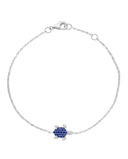 Bracciale Casella Gioielli in Oro Bianco e Tartaruga con Zaffiri e Diamanti