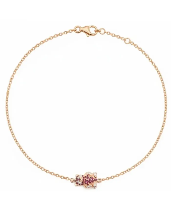 Bracelet Panda Casella Gioielli en or rose avec rubis et diamants