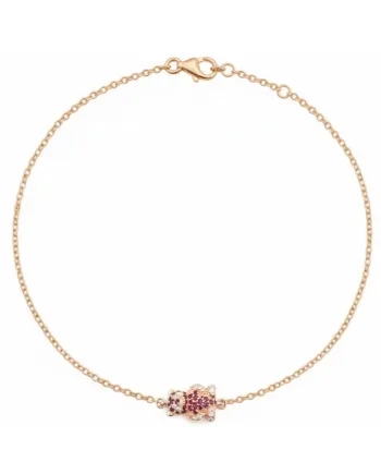 Casella Gioielli Panda Bracelet in Rose Gold with Rubies and Diamonds