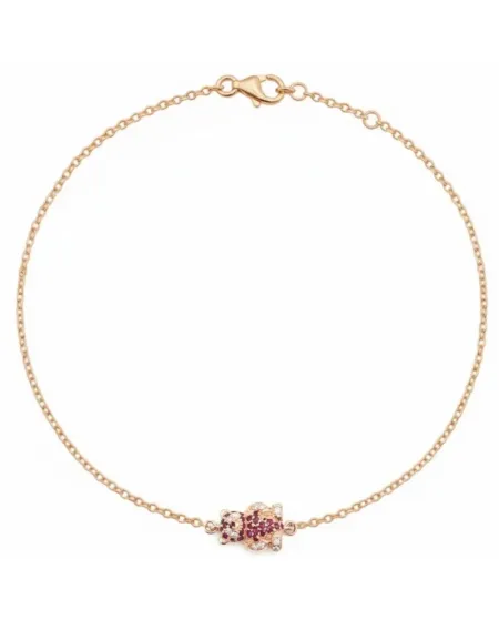 Bracelet Panda Casella Gioielli en or rose avec rubis et diamants