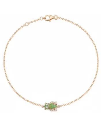 Bracciale Casella Gioielli Panda in Oro Rosa con Smeraldi e Diamanti