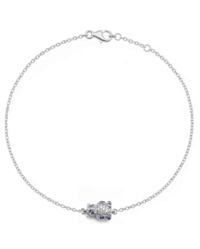 Casella Gioielli Panda Bracelet in White Gold with Diamonds and Sapphires