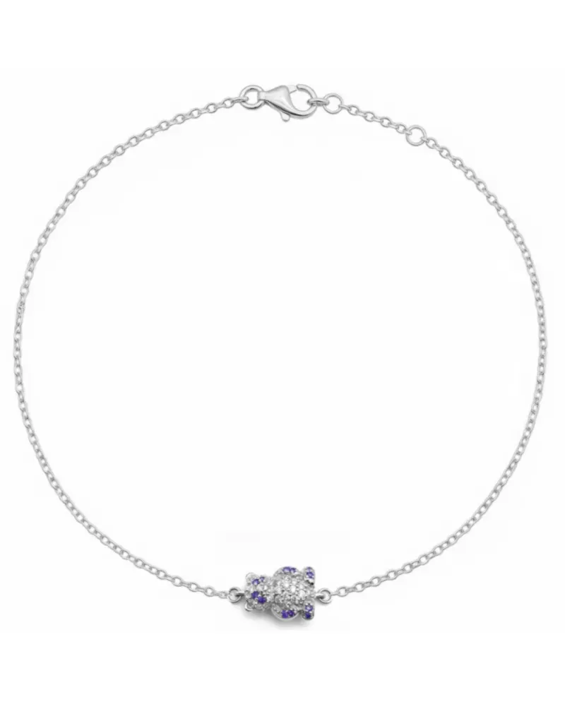 Bracciale Casella Gioielli Panda in Oro Bianco con Diamanti e Zaffiri