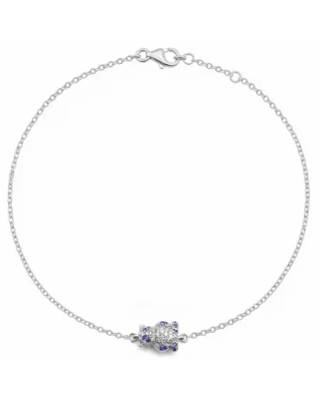 Bracciale Casella Gioielli Panda in Oro Bianco con Diamanti e Zaffiri
