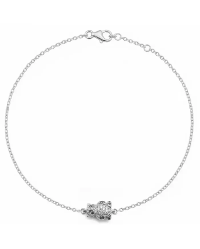 Bracciale Casella Gioielli Panda in Oro Bianco con Diamanti e Neri