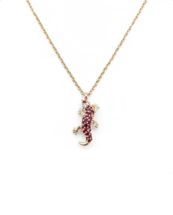 Collier Casella Gioielli Geco en or rose avec rubis et diamants