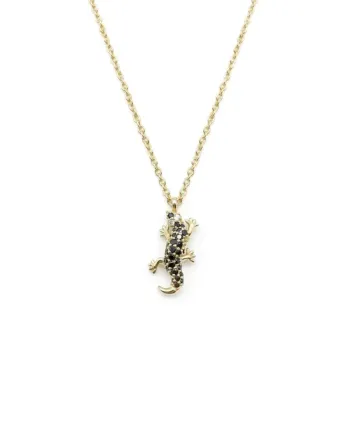 Casella Gioielli Geco Necklace in Yellow Gold with Black and White Diamonds