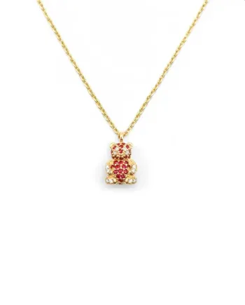 Casella Gioielli Panda Necklace in Yellow Gold with Rubies and Diamonds
