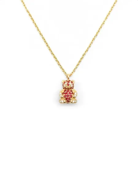 Collana Casella Gioielli Panda in Oro Giallo con Rubini e Diamanti