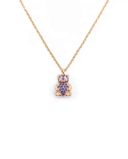 Casella Gioielli Panda Necklace in Rose Gold with Sapphires and Diamonds