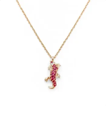 Collana Casella Gioielli Geco in Oro Rosa con Rubini e Diamanti