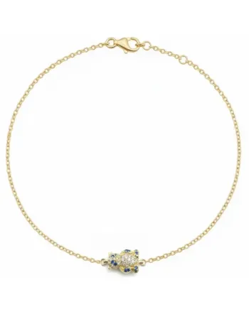Casella Gioielli Panda Bracelet in Yellow Gold with Diamonds and Sapphires