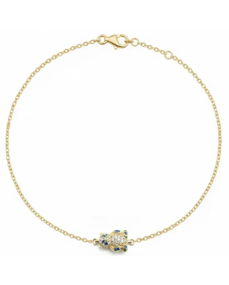 Casella Gioielli Panda Bracelet in Yellow Gold with Diamonds and Sapphires