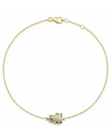 Casella Gioielli Panda Bracelet in Yellow Gold with Diamonds and Sapphires