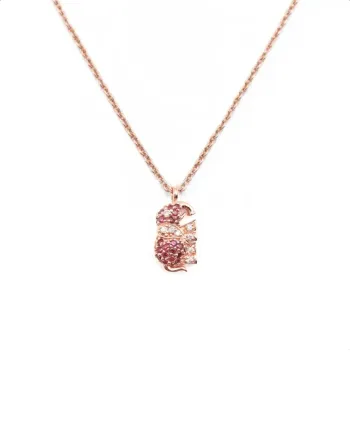 Casella Gioielli Elephant Necklace in Rose Gold with Rubies and Diamonds