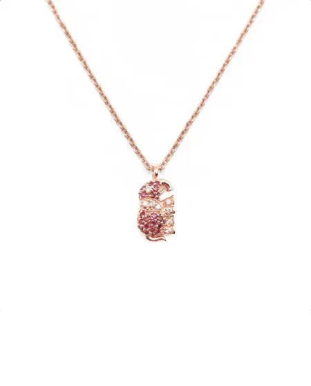Casella Gioielli Elephant Necklace in Rose Gold with Rubies and Diamonds