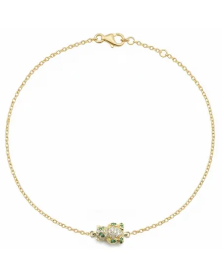 Casella Gioielli Panda Bracelet in Yellow Gold with Diamonds and Emeralds