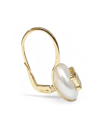 Casella Gioielli "Corona" Drop Earrings in Yellow Gold with Pearls and Diamonds