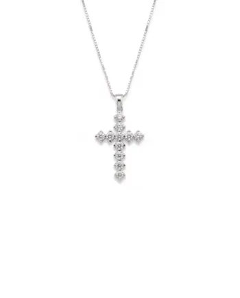 Collier Casella Gioielli en or blanc avec croix en diamants