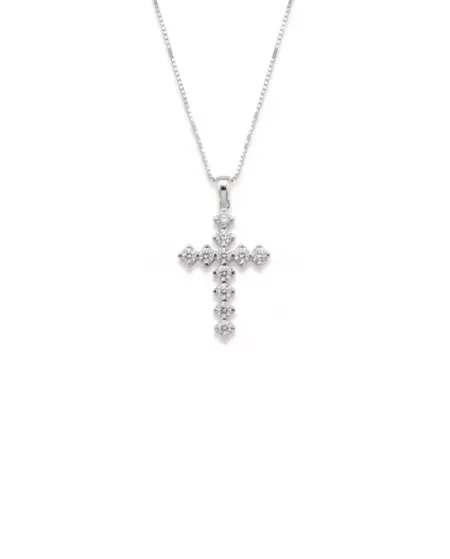 Casella Gioielli White Gold Necklace with Diamond Cross