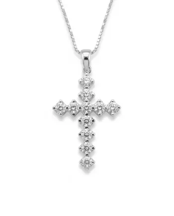 Casella Gioielli White Gold Necklace with Diamond Cross