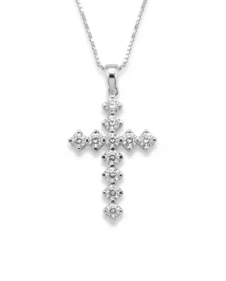 Casella Gioielli White Gold Necklace with Diamond Cross