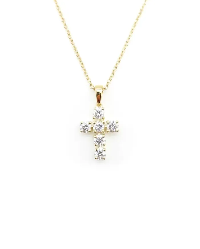 Collier Casella Gioielli en or jaune avec croix en diamants
