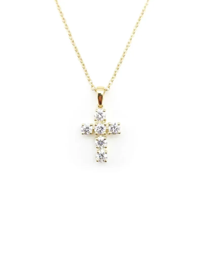 Collana Casella Gioielli in Oro Giallo e Croce con Diamanti