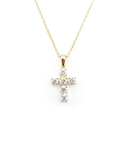 Collier Casella Gioielli en or jaune avec croix en diamants