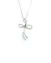 Collana Casella Gioielli in Oro Bianco e Croce con Diamanti