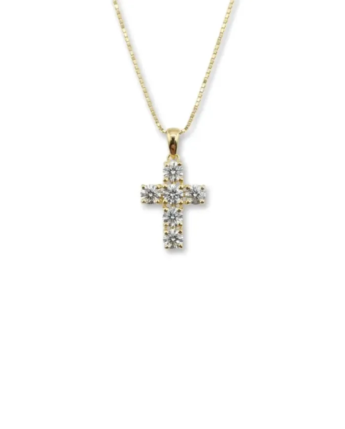 Casella Gioielli Yellow Gold Necklace with Diamond Cross