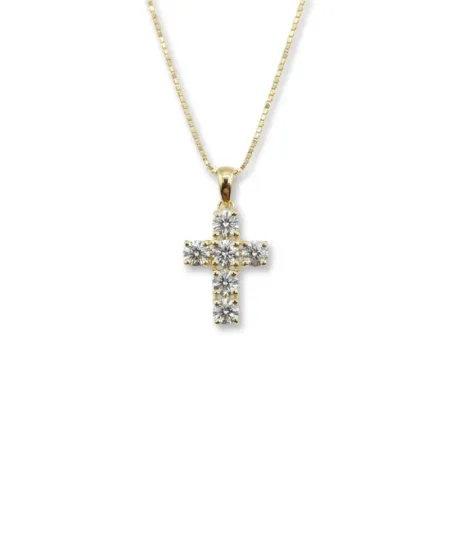 Collana Casella Gioielli in Oro Giallo e Croce con Diamanti