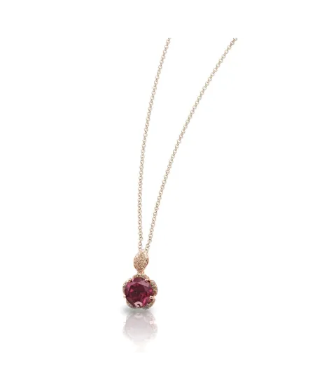 Pasquale Bruni Me and You Rose Gold Necklace with Rhodolite and Diamonds