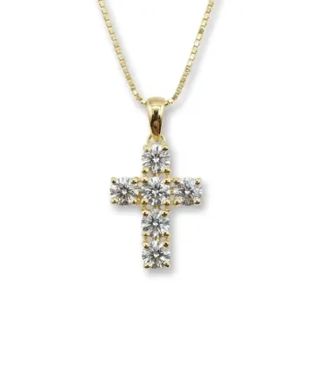Casella Gioielli Yellow Gold Necklace with Diamond Cross
