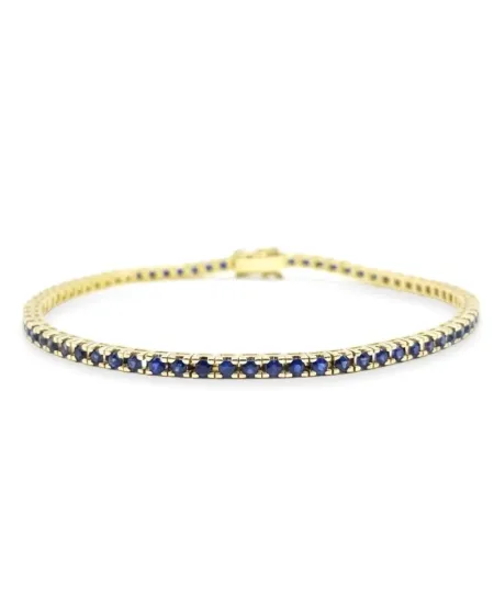 Bracciale Tennis Casella Gioielli in Oro Giallo con Zaffiri