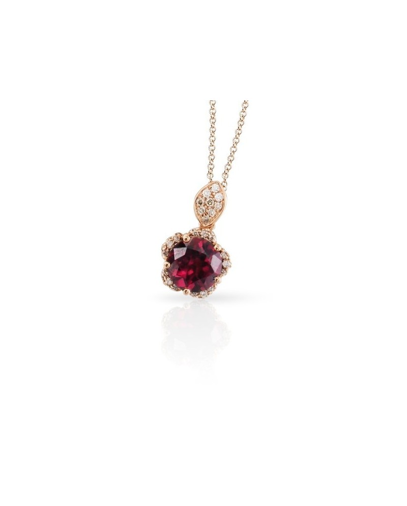 Collier Pasquale Bruni Me and You en or rose avec rhodolite et diamants