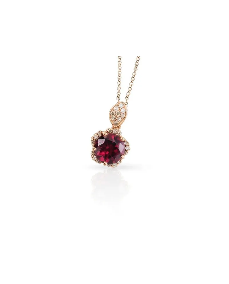 Collier Pasquale Bruni Me and You en or rose avec rhodolite et diamants