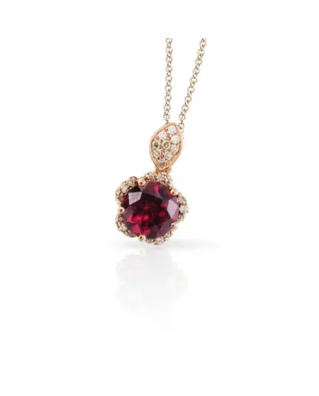 Collier Pasquale Bruni Me and You en or rose avec rhodolite et diamants