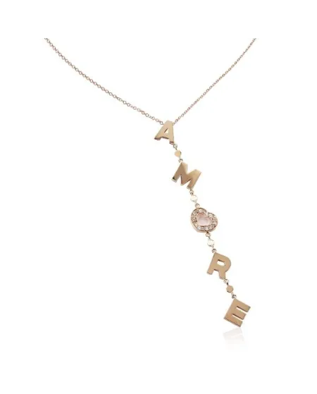 Collier Pasquale Bruni Amore en or rose avec quartz rose et diamants