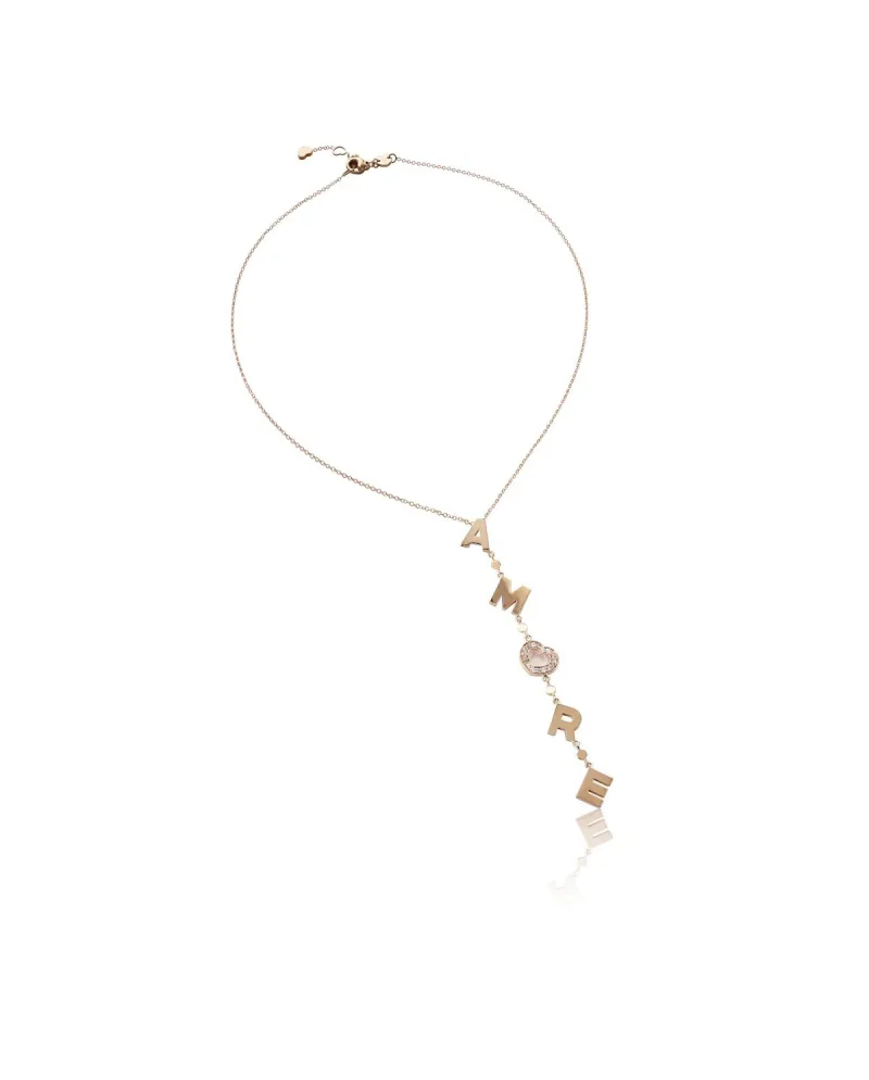 Collana Pasquale Bruni Amore in oro rosa con Quarzo Rosa e Diamanti
