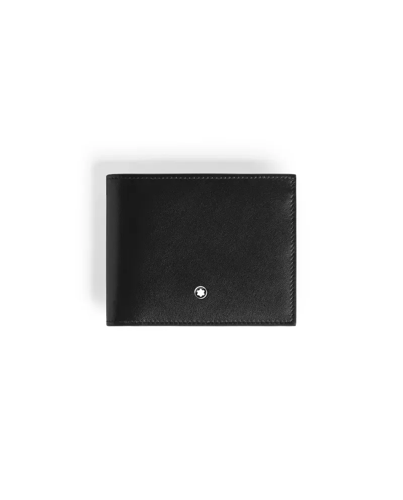 Portefeuille Montblanc Meisterstück 6cc en cuir noir avec intérieur bleu