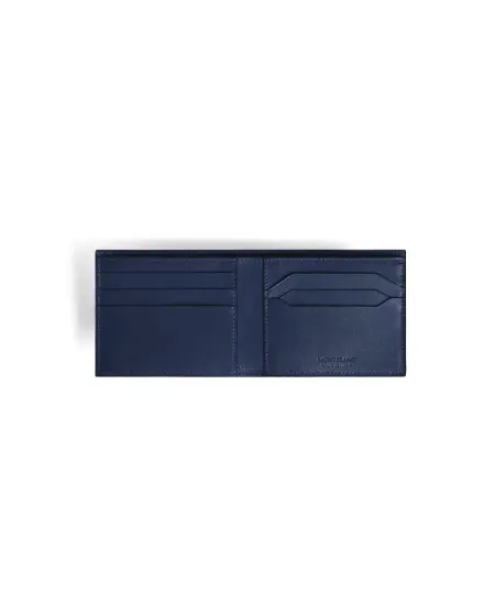 Portafoglio Montblanc Meisterstück a 6 Scomparti in Pelle Nera con Interno Blu