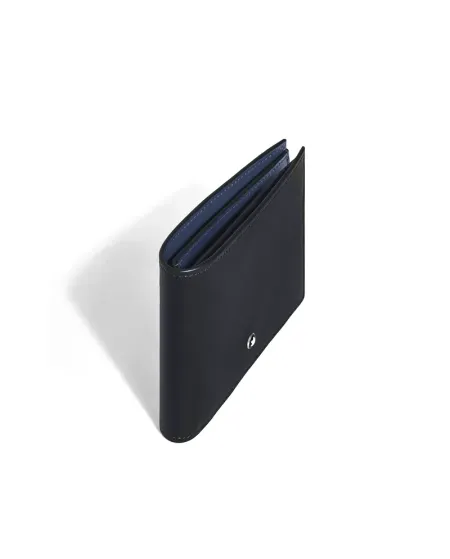 Portafoglio Montblanc Meisterstück a 6 Scomparti in Pelle Nera con Interno Blu