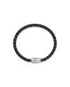 Bracciale Montblanc con Chiusura a 3 Anelli in Pelle Nera L