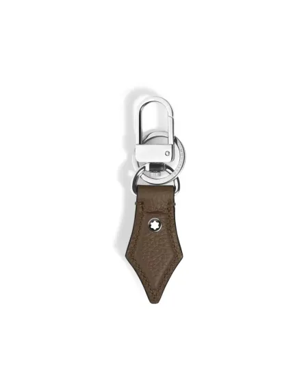 Porte-clés Montblanc en forme de plume, en cuir grainé vert noisette