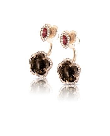 Boucles d'oreilles Pasquale Bruni Bon Ton en or rose, diamants, rhodolite et quartz fumé