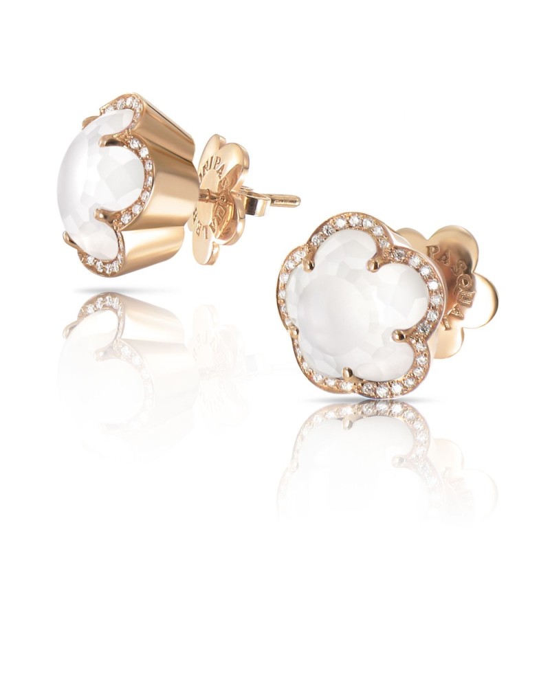 Orecchini Pasquale Bruni Bon Ton in oro rosa, Diamanti e quarzo Milky